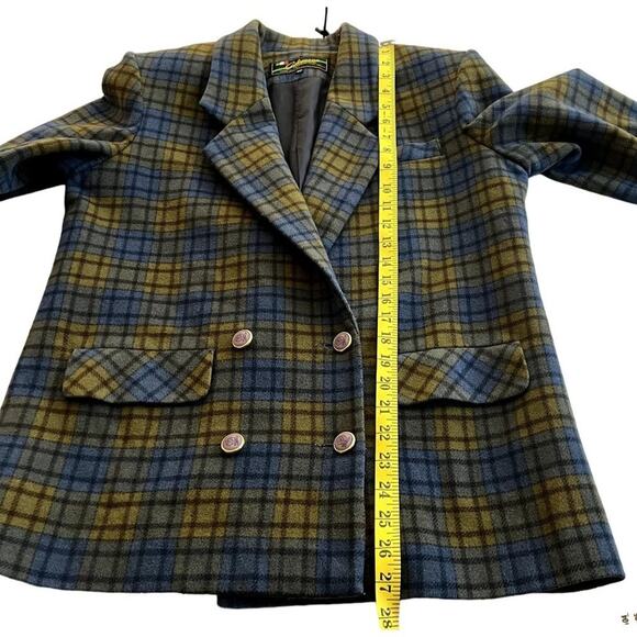 Vintage Cashmere and Wool Plaid Blazer Jacket 40 Made in Italy Preppy Academia - Picture 5 of 9